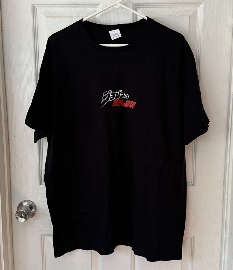 New T Shirt Jojo’s Bizarre Adventure Anime Custom Logo front + back BLACK XL men