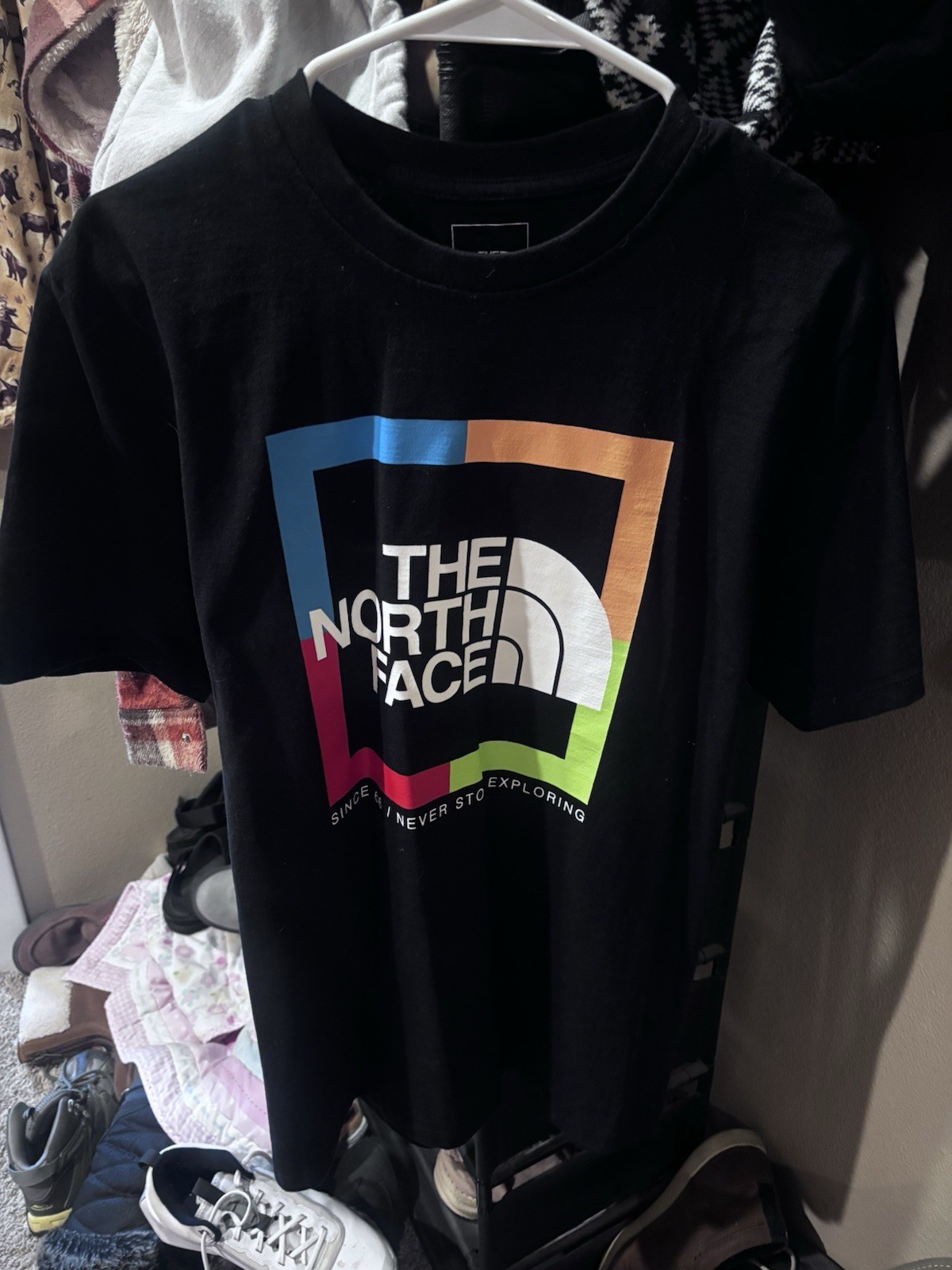 The North Face Men’s Black Graphic Logo Crew Neck Knit T-Shirt Recycled Size M