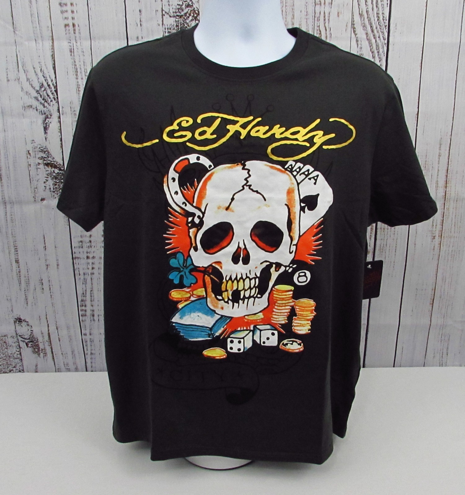 ED HARDY Skull “Take All” T-Shirt Men’s Size Large Crew Neck NWT.