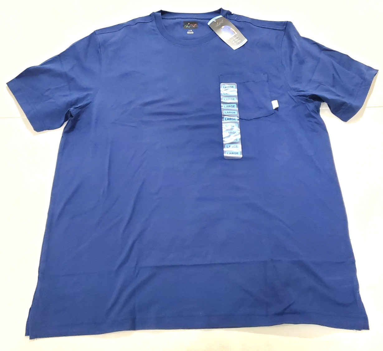 Greg Norman Tee Shirt Mens L Chest Pocket Relaxed Fit Short Sleeve Crewneck Blue