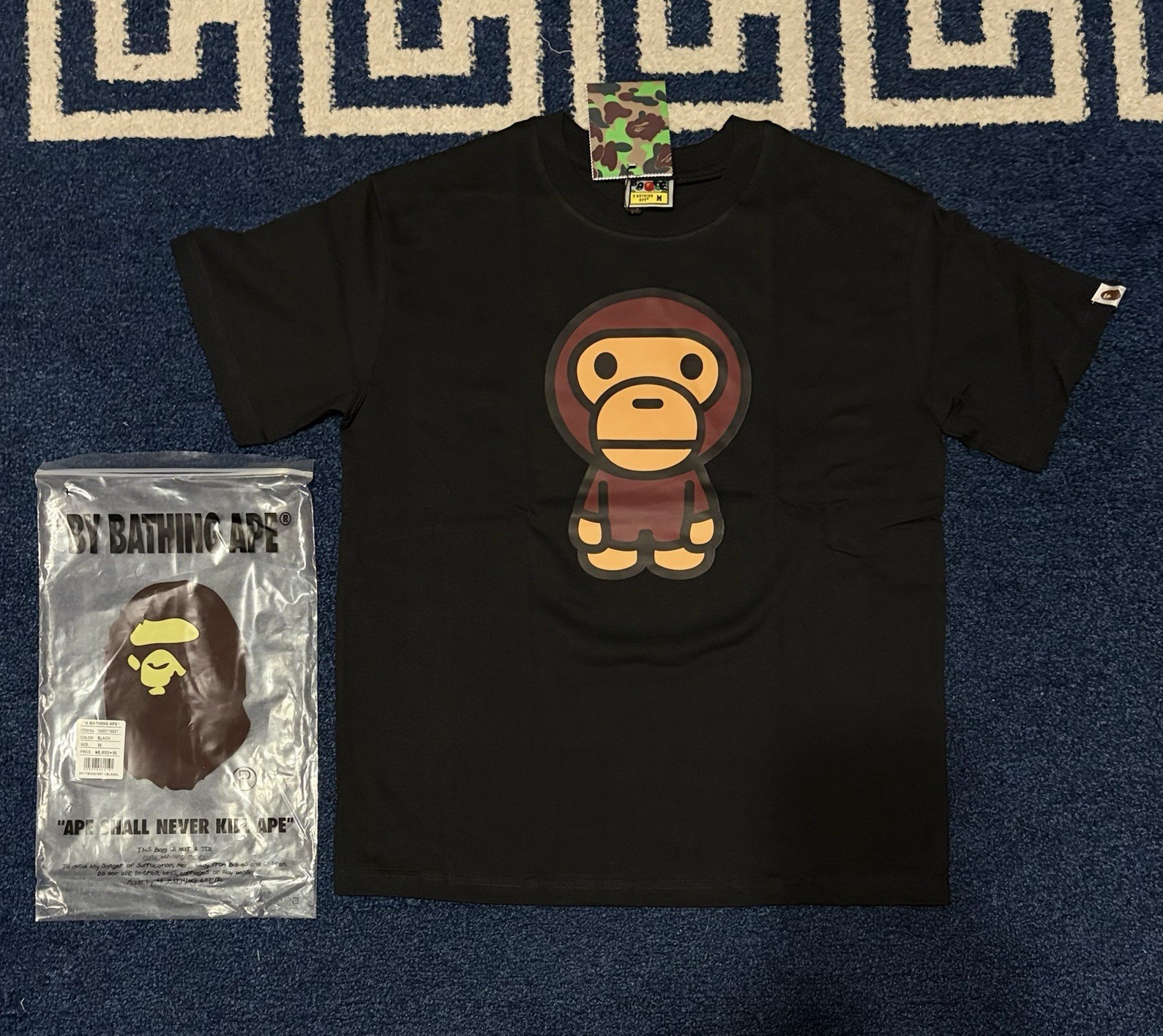 A Bathing Ape BAPE Baby Milo Black T-Shirt M