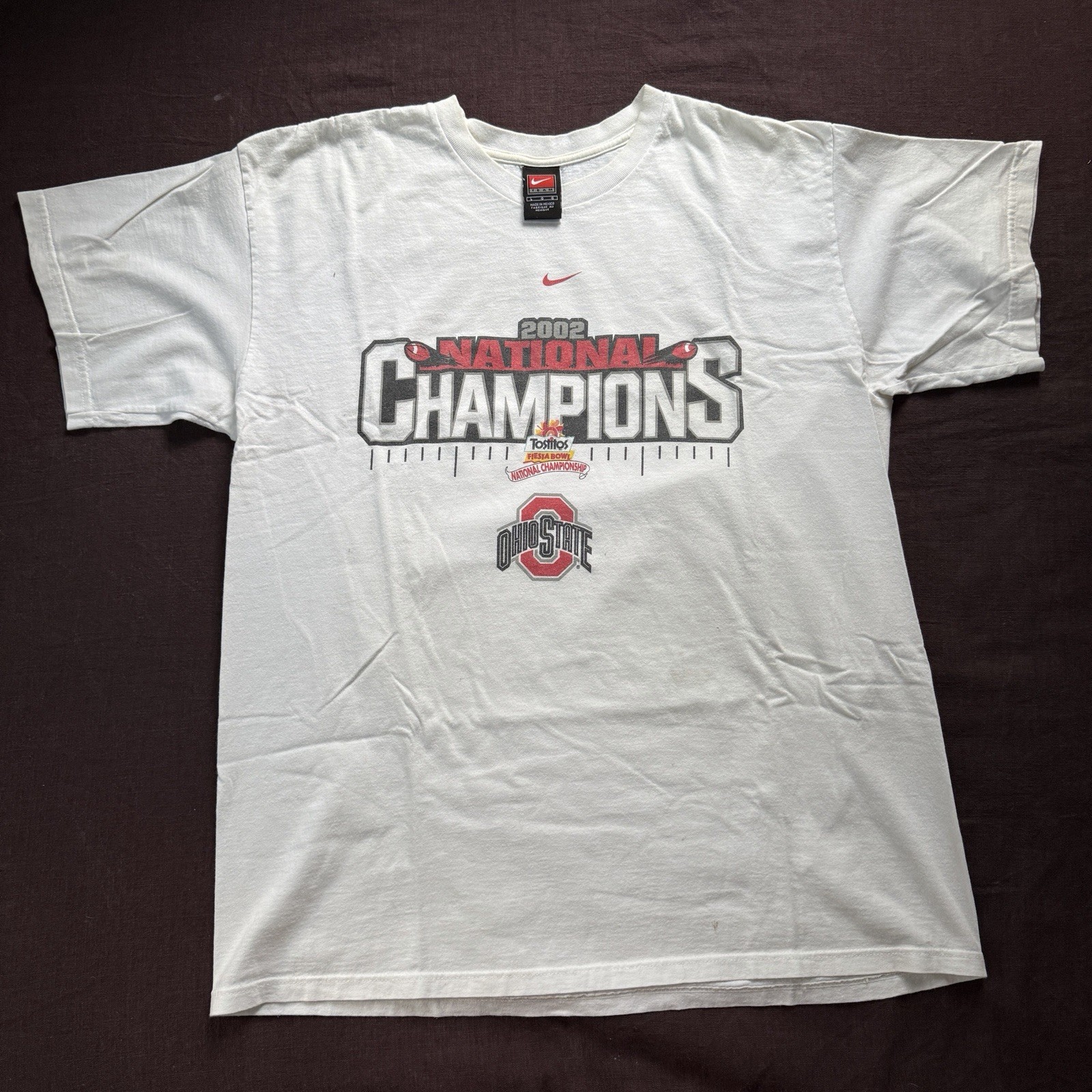 Nike Team Ohio State Buckeyes 2002 National Champions Men’s L White Tee