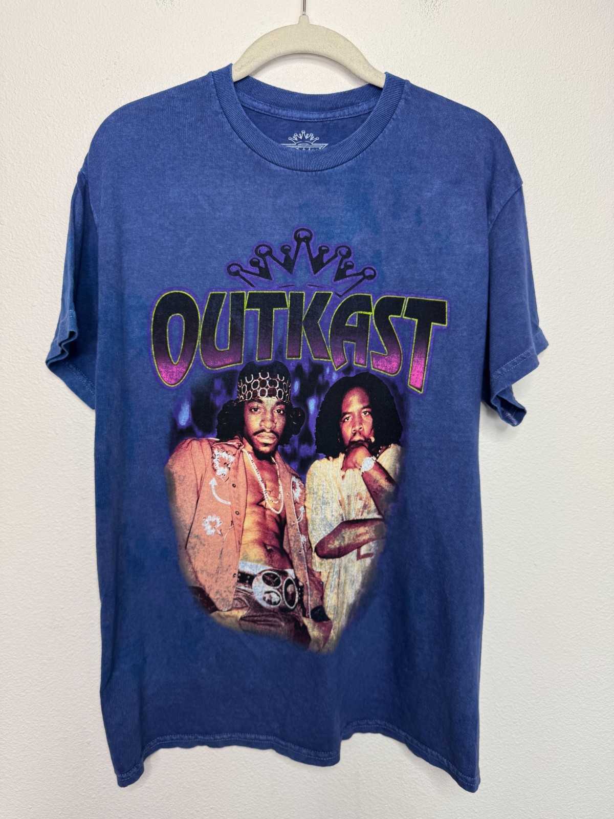 OutKast Medium Andre 3000 Big Boi T-Shirt Blue Mineral Wash Crewneck Cotton NWOT