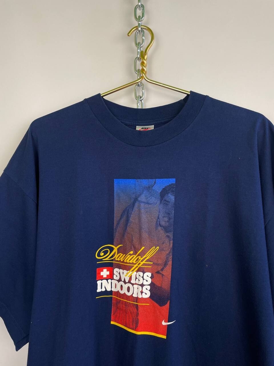 Nike Davidoff Swiss indoors tennis vintage 90s t-shirt blue XL
