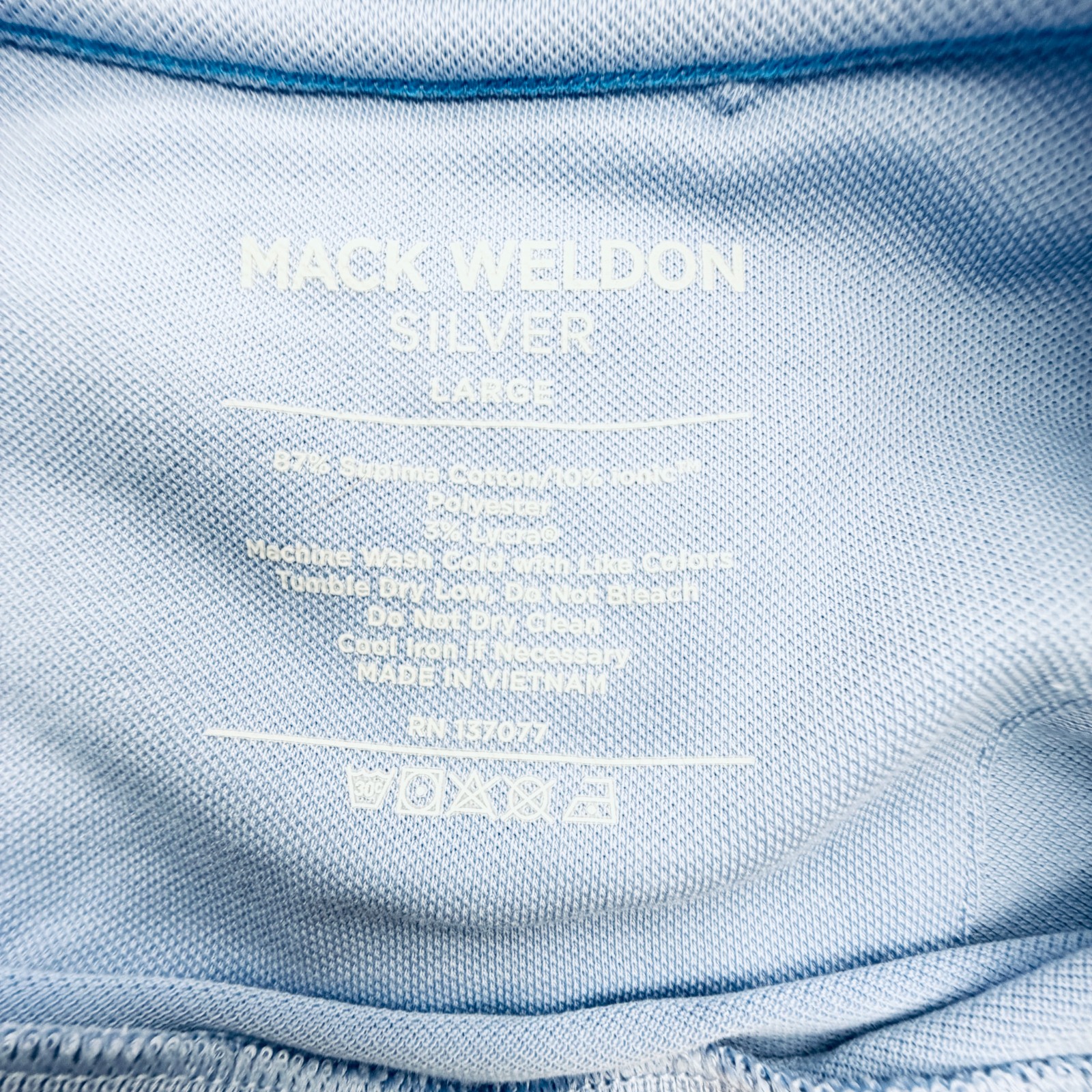 Mack Weldon Silver T-Shirt Mens Sz Large Blue Supima Cotton Blend Stripe Collar