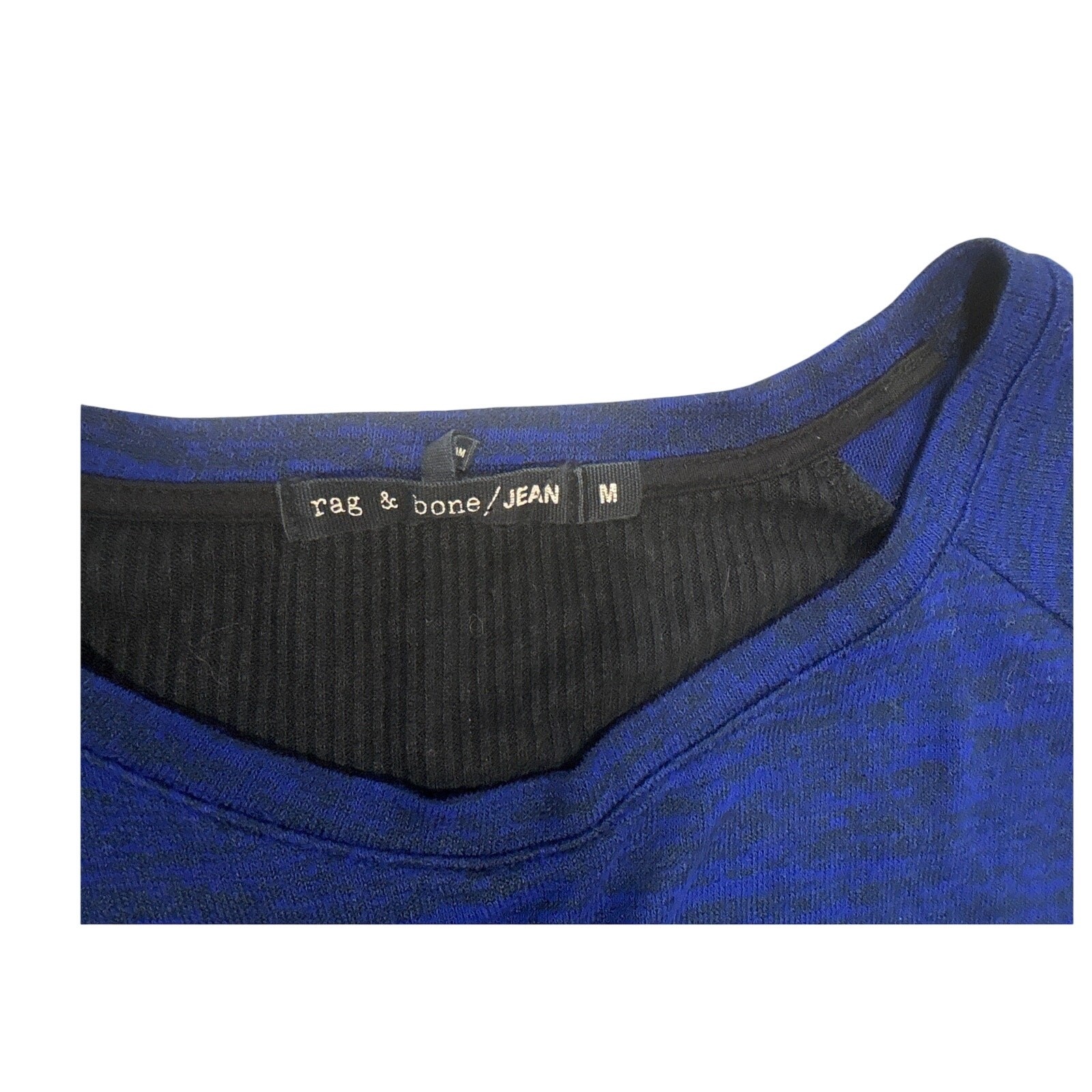 Rag & bone long sleeve shirt features blue and black textured pattern Size M