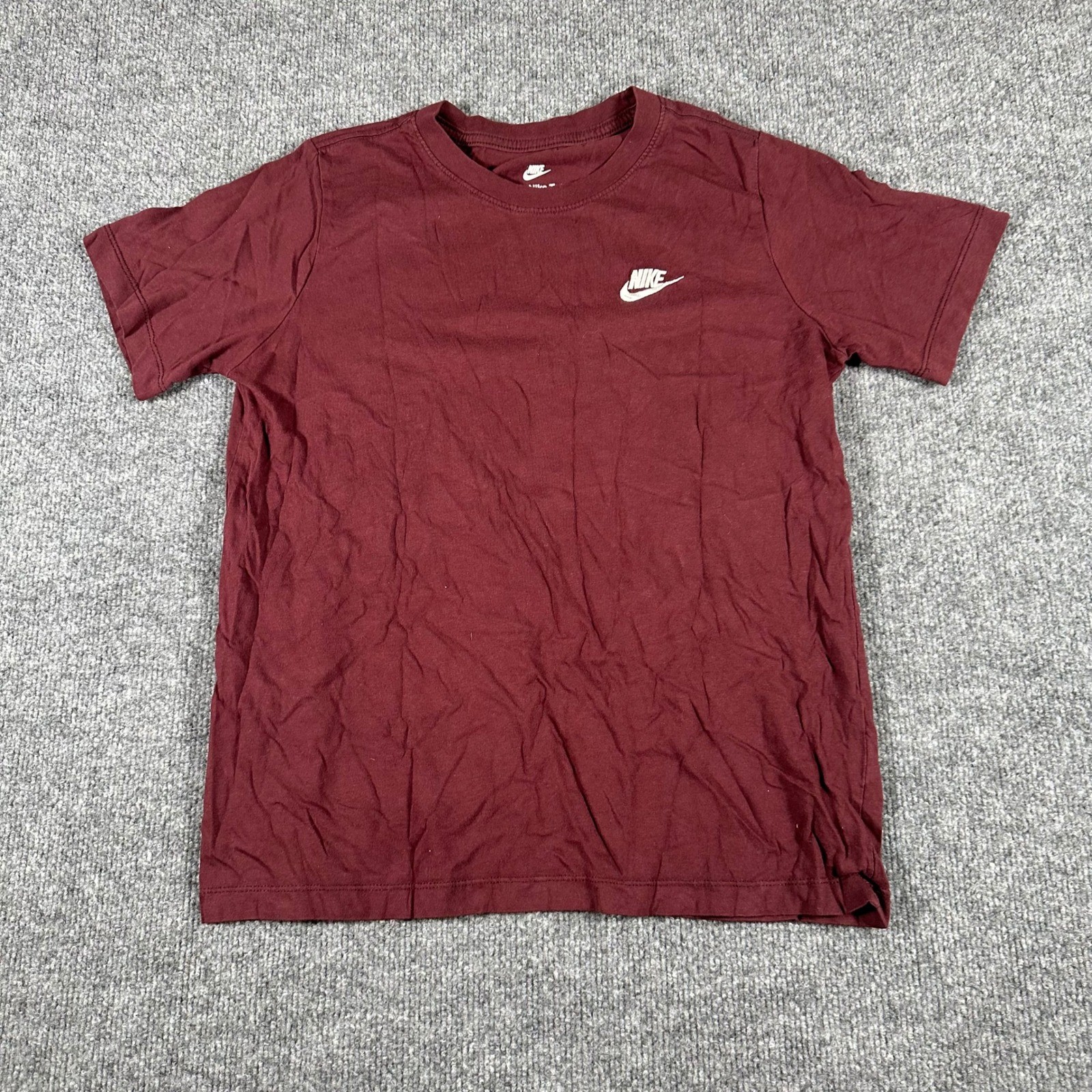 Nike T-Shirt Mens XL Maroon Cotton Short Sleeve Embroidered Swoosh Logo Athletic