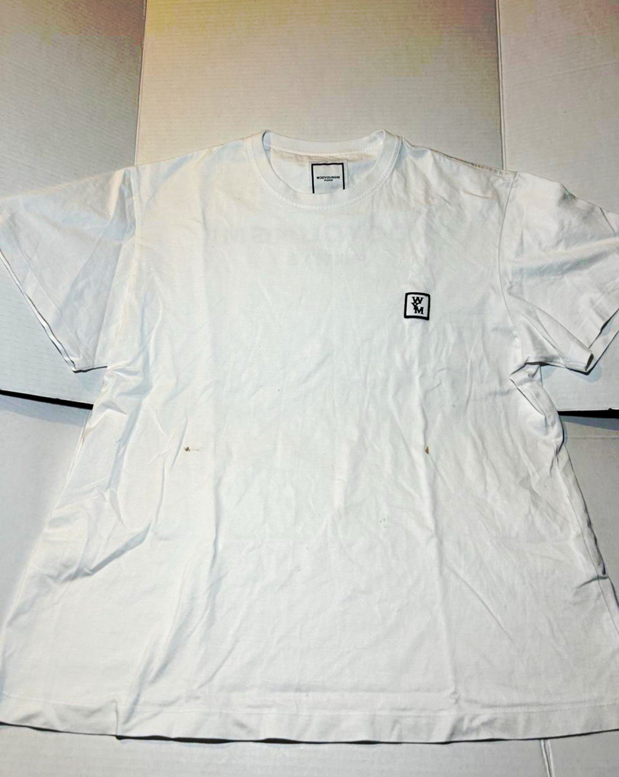 Wooyoungmi Men’s White Short Sleeve Crewneck Logo T-Shirt Size 48