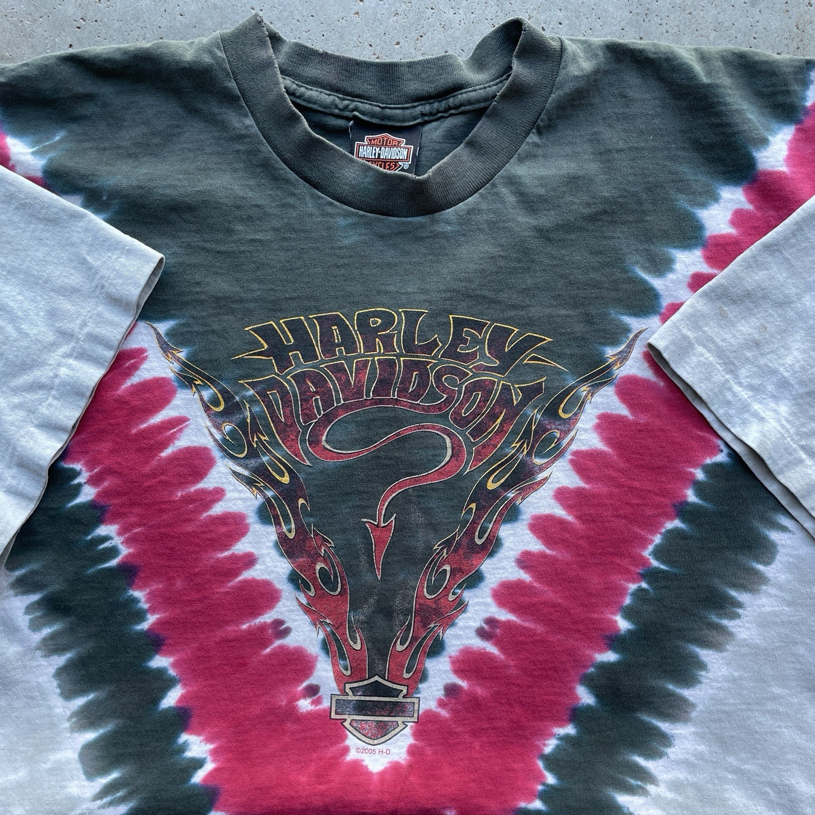 Vintage Harley Davidson Tie Dyed “PARADISE” Tigard, Oregon T-Shirt Size X-Large