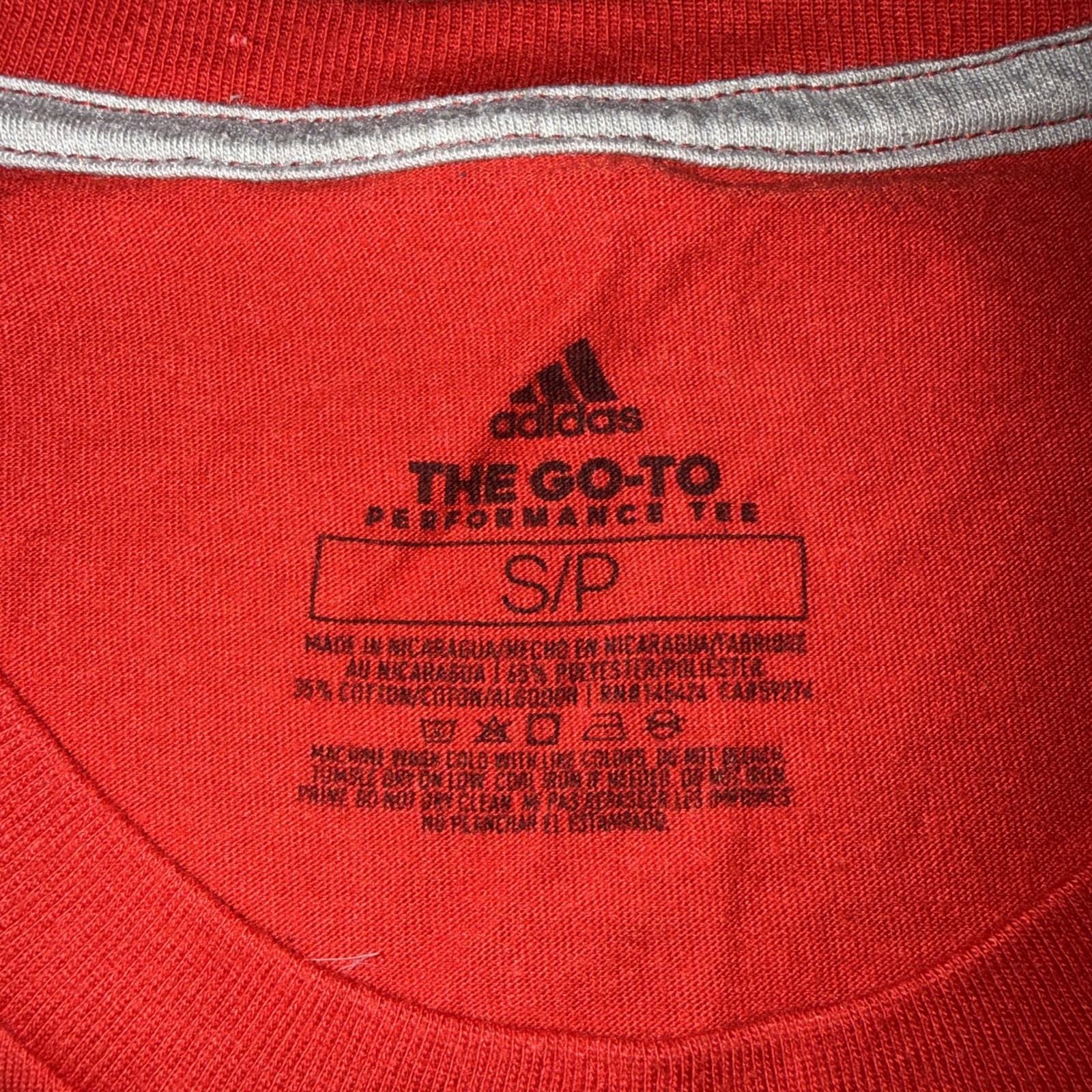 Adidas Performance Tee Red Short Sleeve T-Shirt Cotton/Polyester Size Small