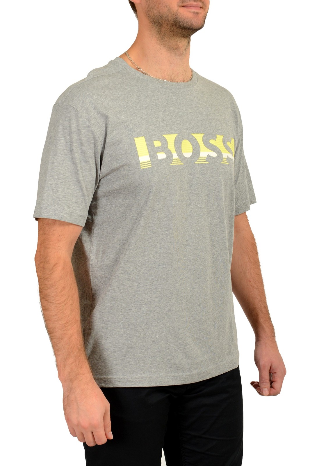 Hugo Boss Men’s “Tee 1” Gray Logo Print Short Sleeve T-Shirt US 2XL IT 56