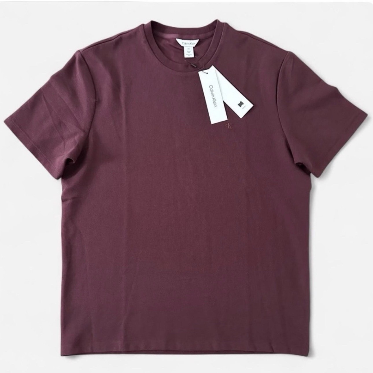 NWT Calvin Klein Men’s Burgundy Knit T-Shirt Size Large Crew Neck Casual Basics
