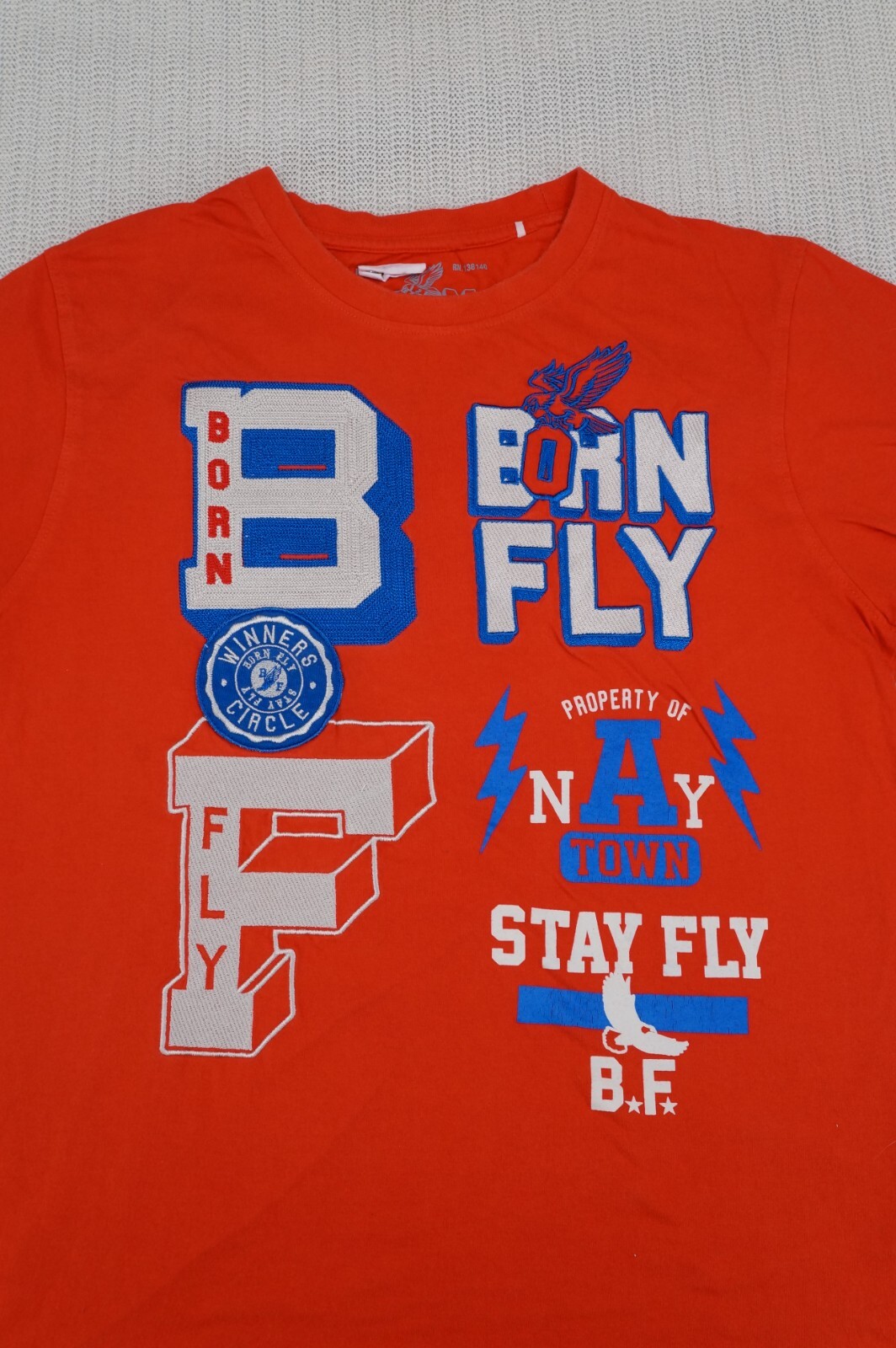 Born Fly Shirt Mens Medium Red Embroidered Stay Fly Hip Hop Streetwear