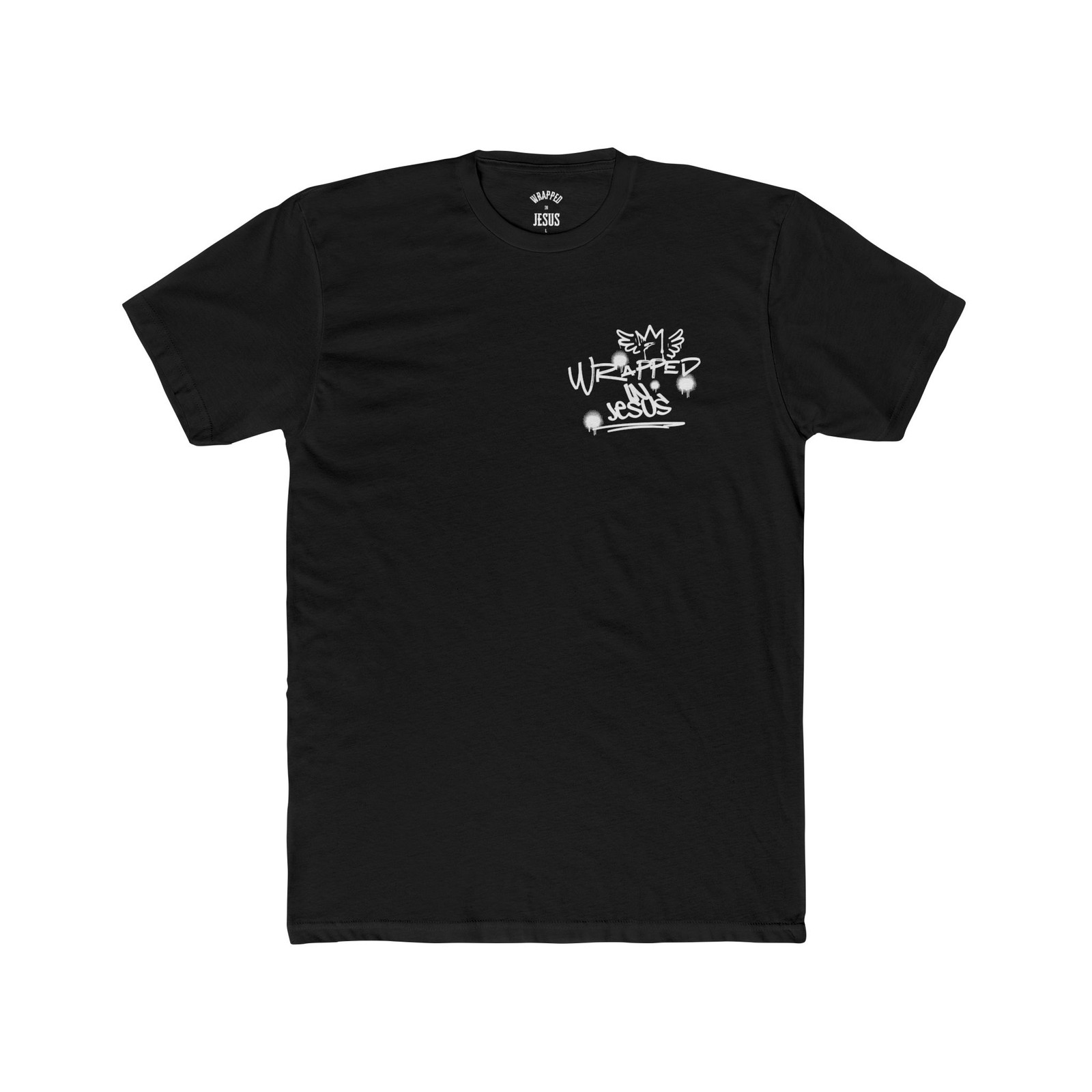 Wrapped in Jesus Graffiti Angel Script T-Shirt – Urban Christian Tee.