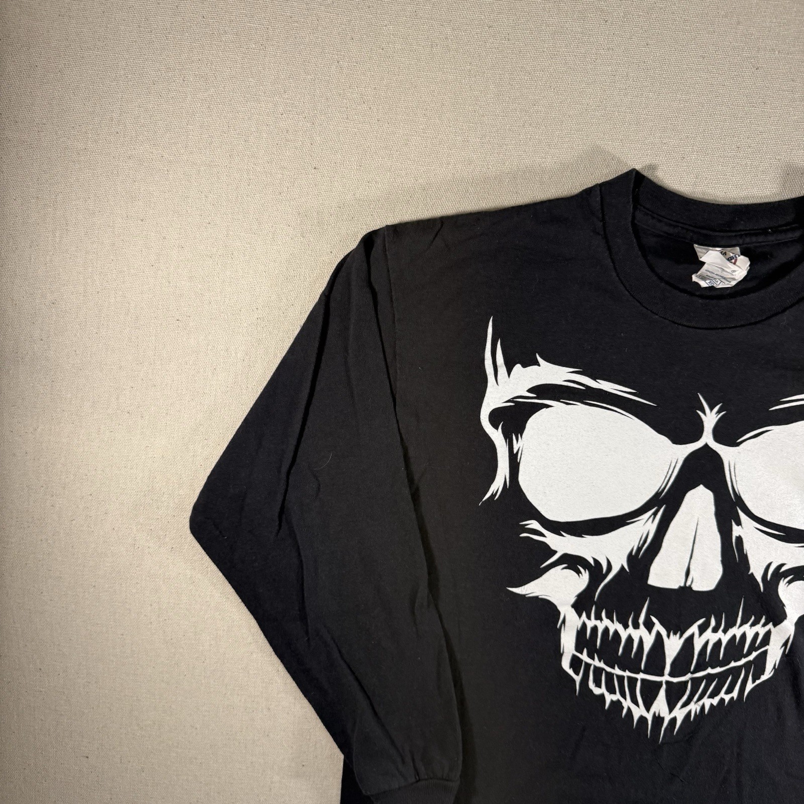 Delta Pro Weight Black Long Sleeve Skull Y2K Vintage Size XL 2000s