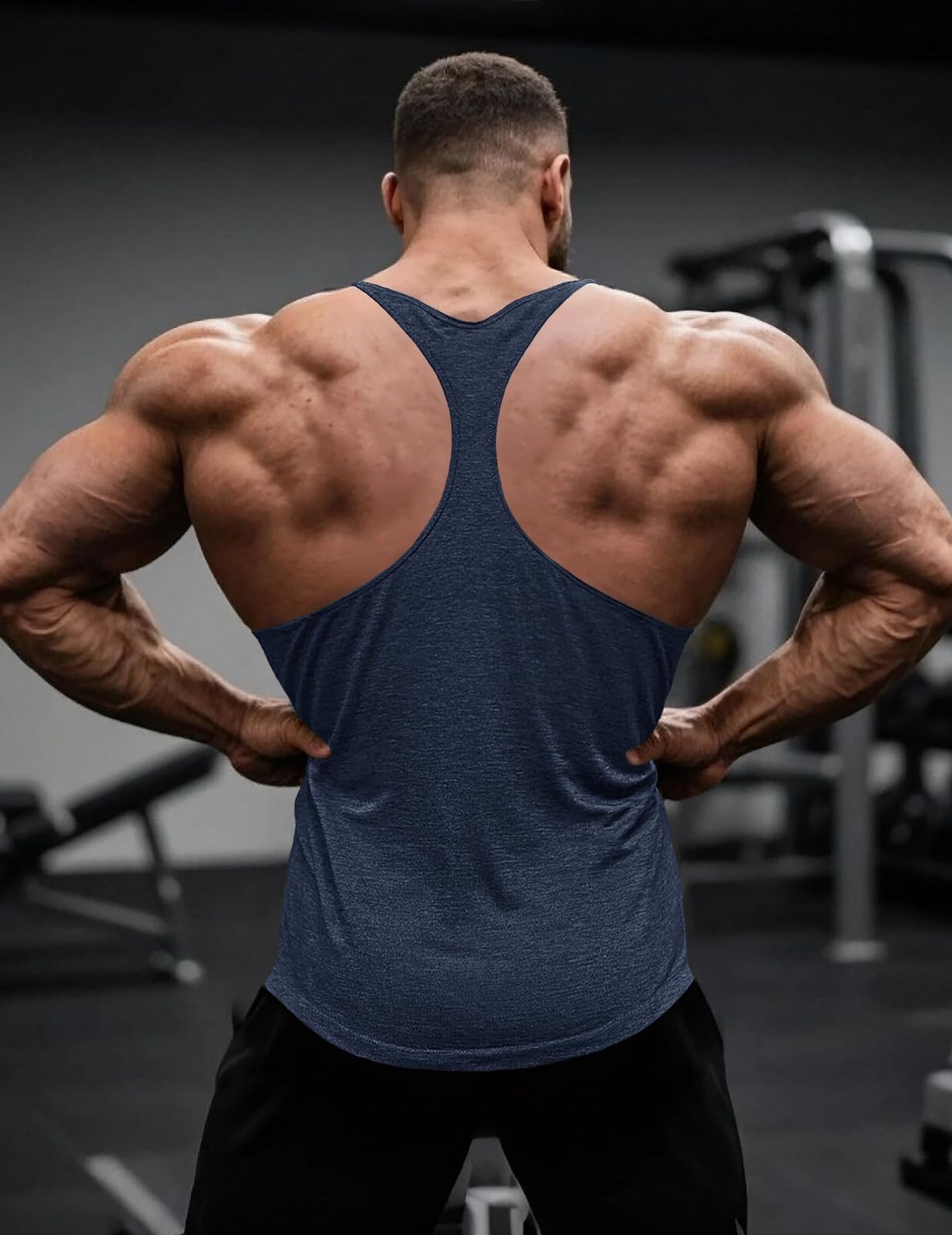 Muscle Cmdr Men’s 3 Pack Stringer Tank Tops Bodybuilding Y-Back Gym Fitness W…