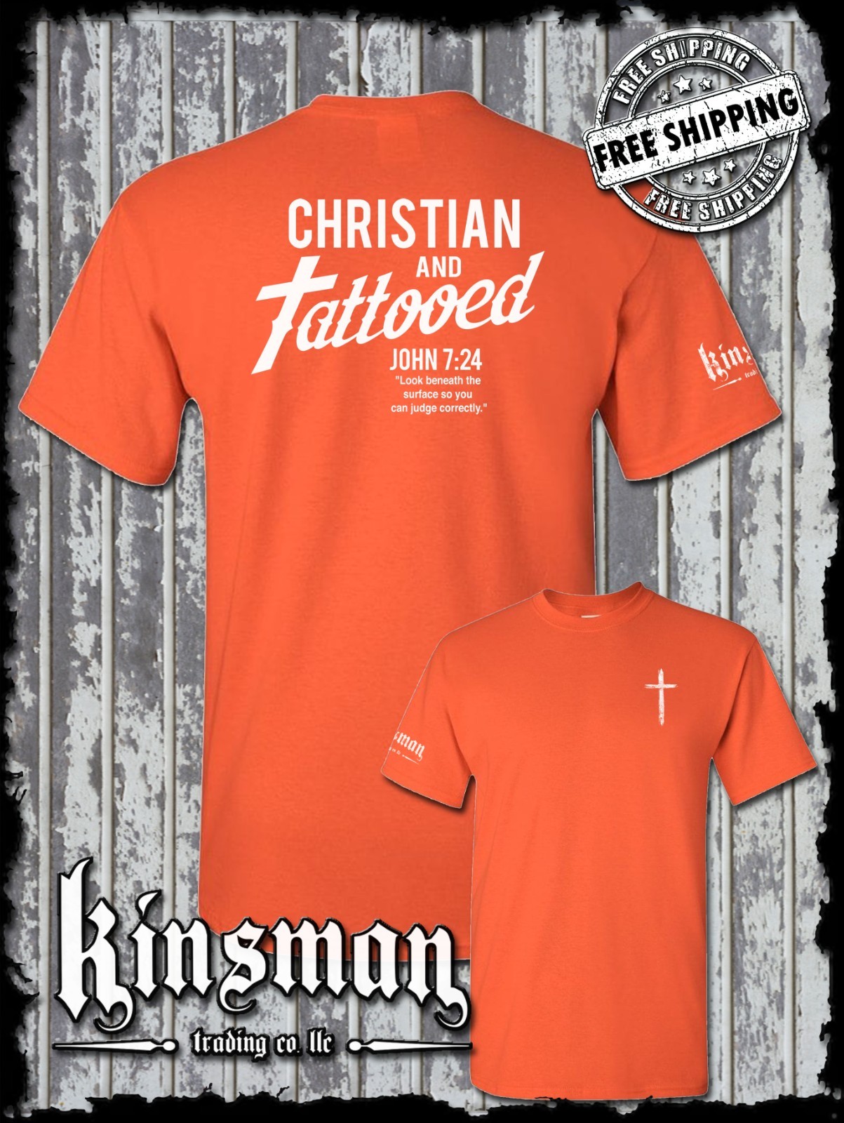 Christian and Tattooed 2-Sided T-Shirt – Religious Jesus Christ God Spiritual