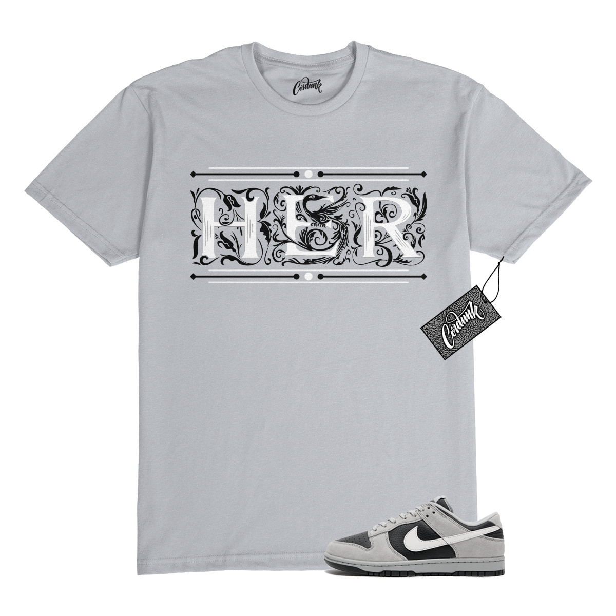 Dunk Light Smoke Grey Anthracite Reflect Silver Black T Shirt to Match HERCD