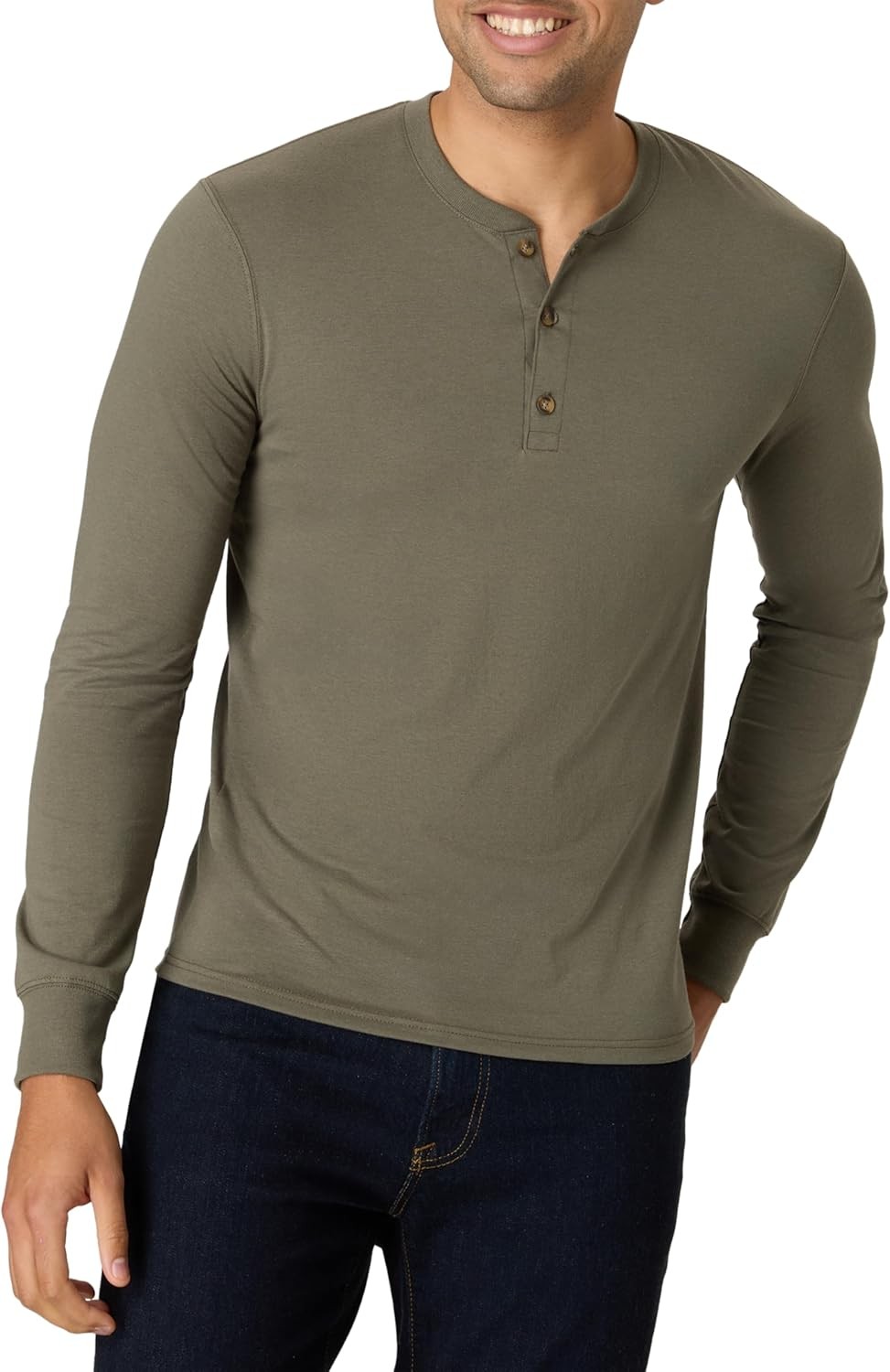 Men’s Shirt Long Sleeve Fatigue Green Regular Fit Polyester, Cotton, Rayon Hanes