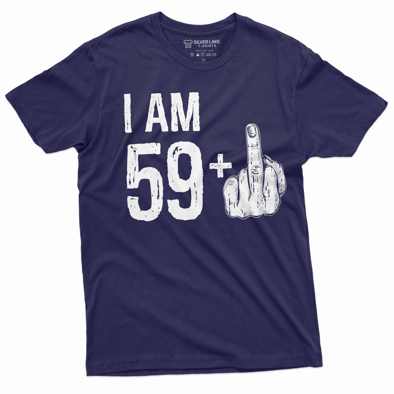 Men’s 60th Birthday T-shirt Papa Grandpa Dad 59+ middle finger offensive shirt