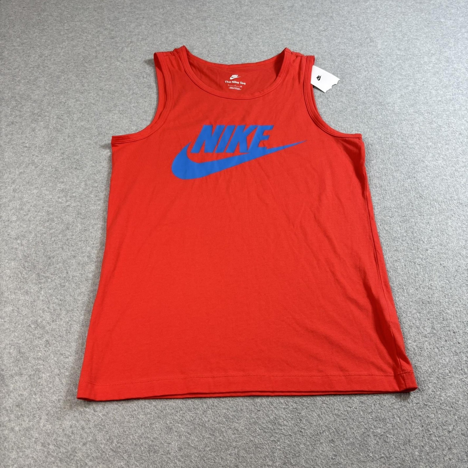 Nike Shirt Men Small Red Sleeveless Tank Top Blue Graphic Logo Running Gym Sport