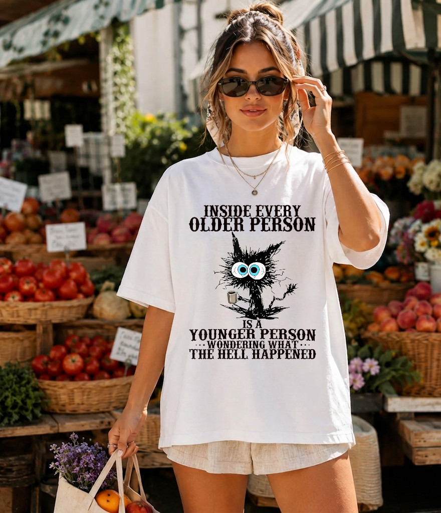 Comfort Colors® Cat Inside Every Older Person is A Younger Person Meme T-Shirt