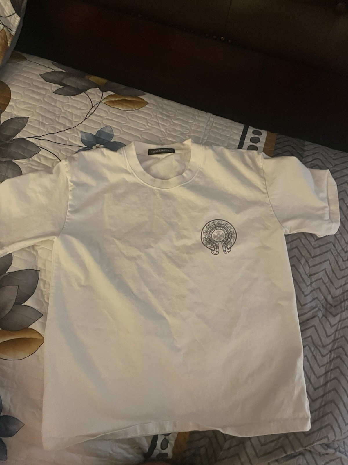 Chrome Hearts Men’s M White Cotton Jersey Crew Neck Horseshoe Logo Tee