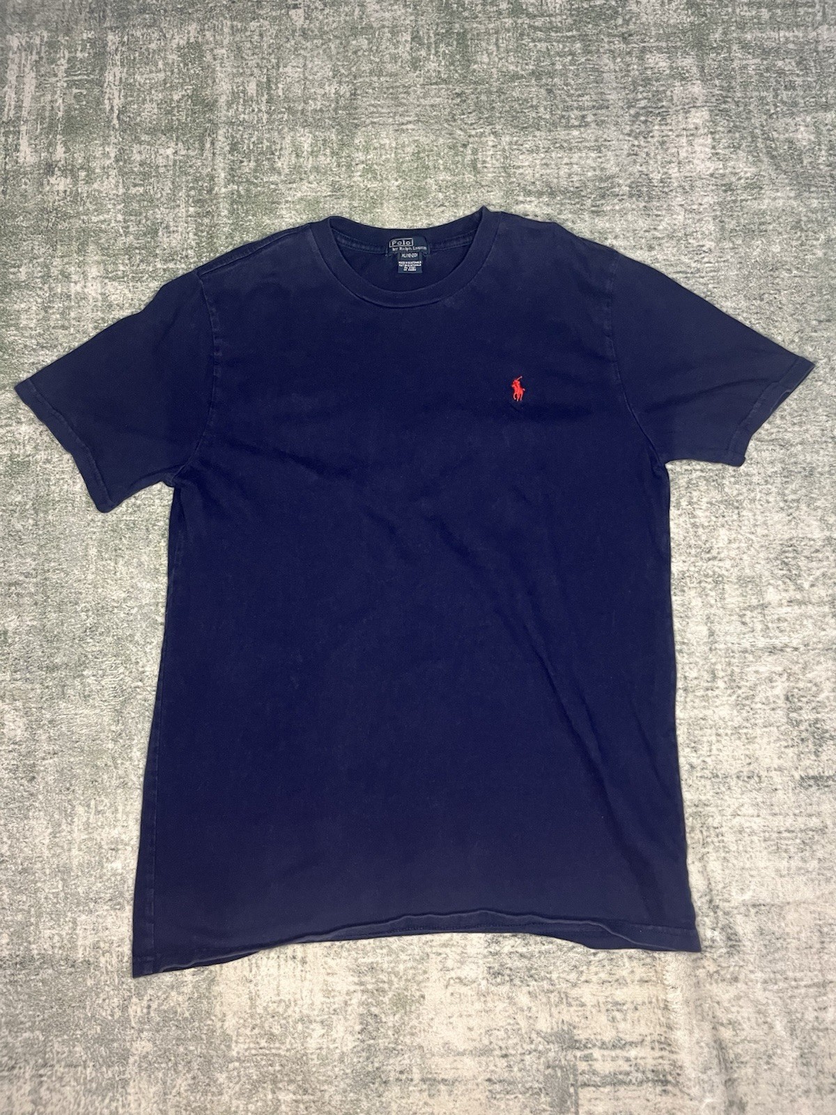 Polo Ralph Lauren Mens Shirt XL Navy Blue Red Logo Basic Dressy Short Sleeve