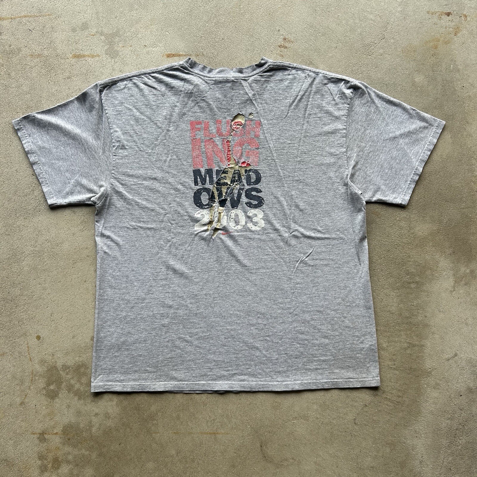 Vintage Nike NYC Shirt Size XL Gray Flushing Meadows 2003 Tennis Sports Swoosh