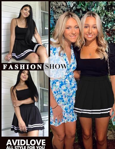 Black Pleated Skirt Mini Skirt School Girl Skirts High Waisted Skater Skirt B…