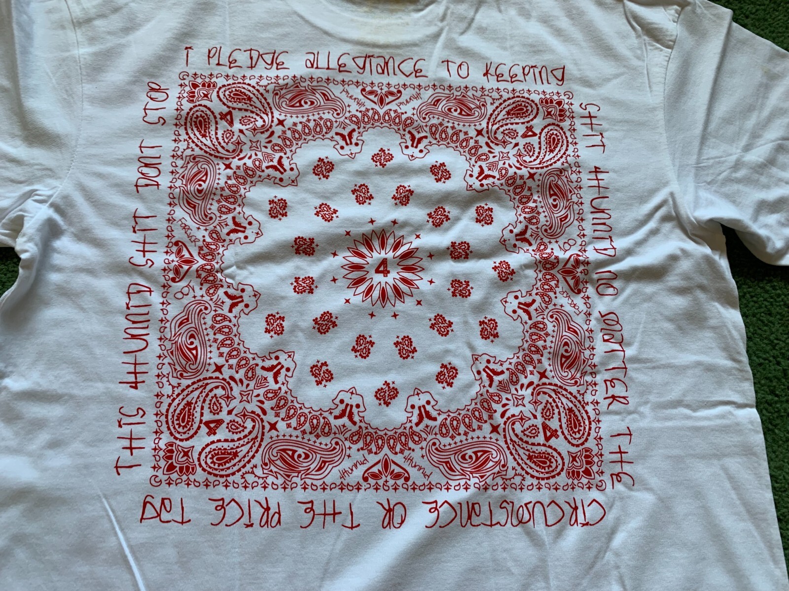 MEN’S YG 4HUNNID 400 RED BANDANA WHITE TEE T-SHIRT SIZE XXL NEW
