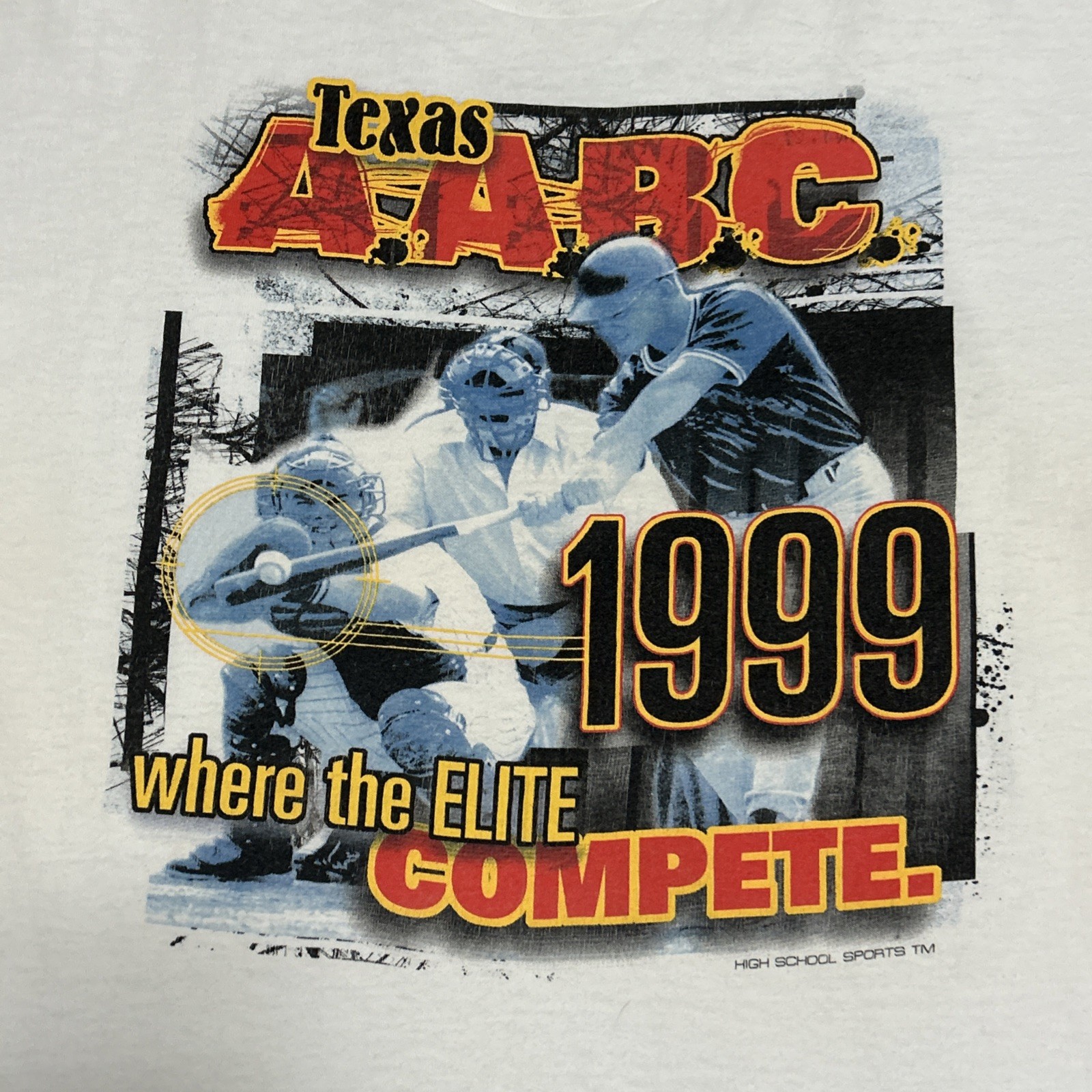 VTG Texas High School Sports T-shirt Baseball AABC Large White Hanes