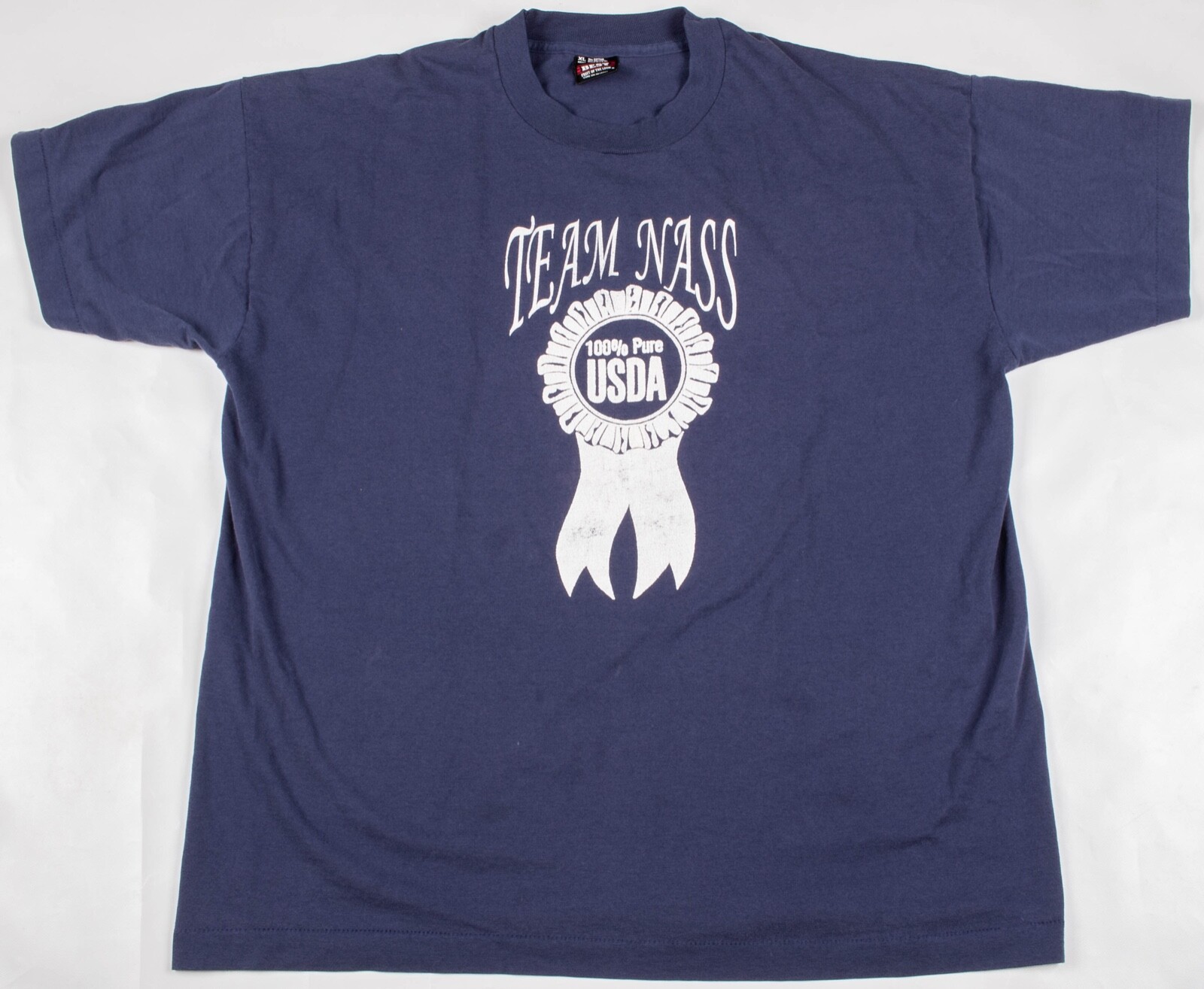 Vintage 1980s Team Nass 100% Pure USDA Ribbon Graphic Single Stitch Men’s XL
