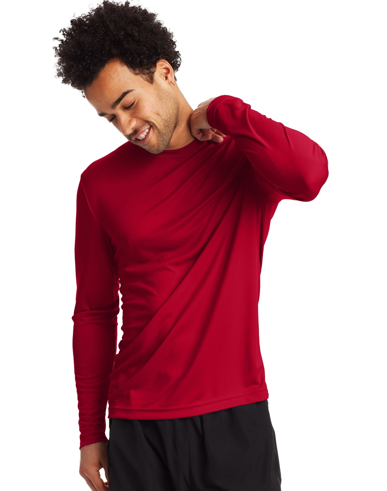Hanes Long Sleeve Tee 2-Pack T-Shirt Sport Men’s FreshIQ Cool DRI Jersey S-3XL