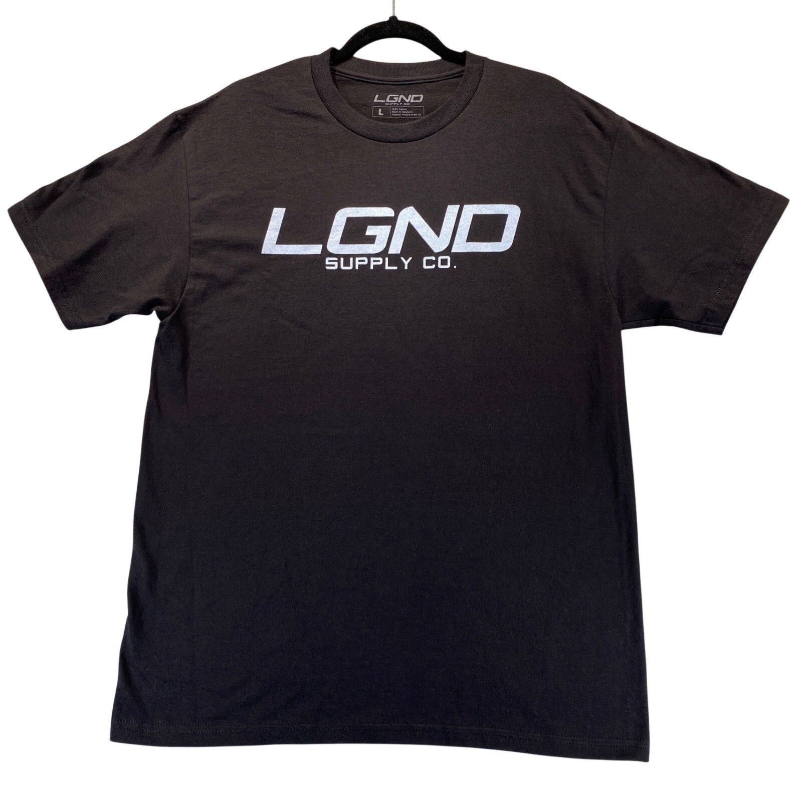 LGND Supply Co Mens Large Black Skull Graphic T-Shirt Short Sleeve Cotton Tee