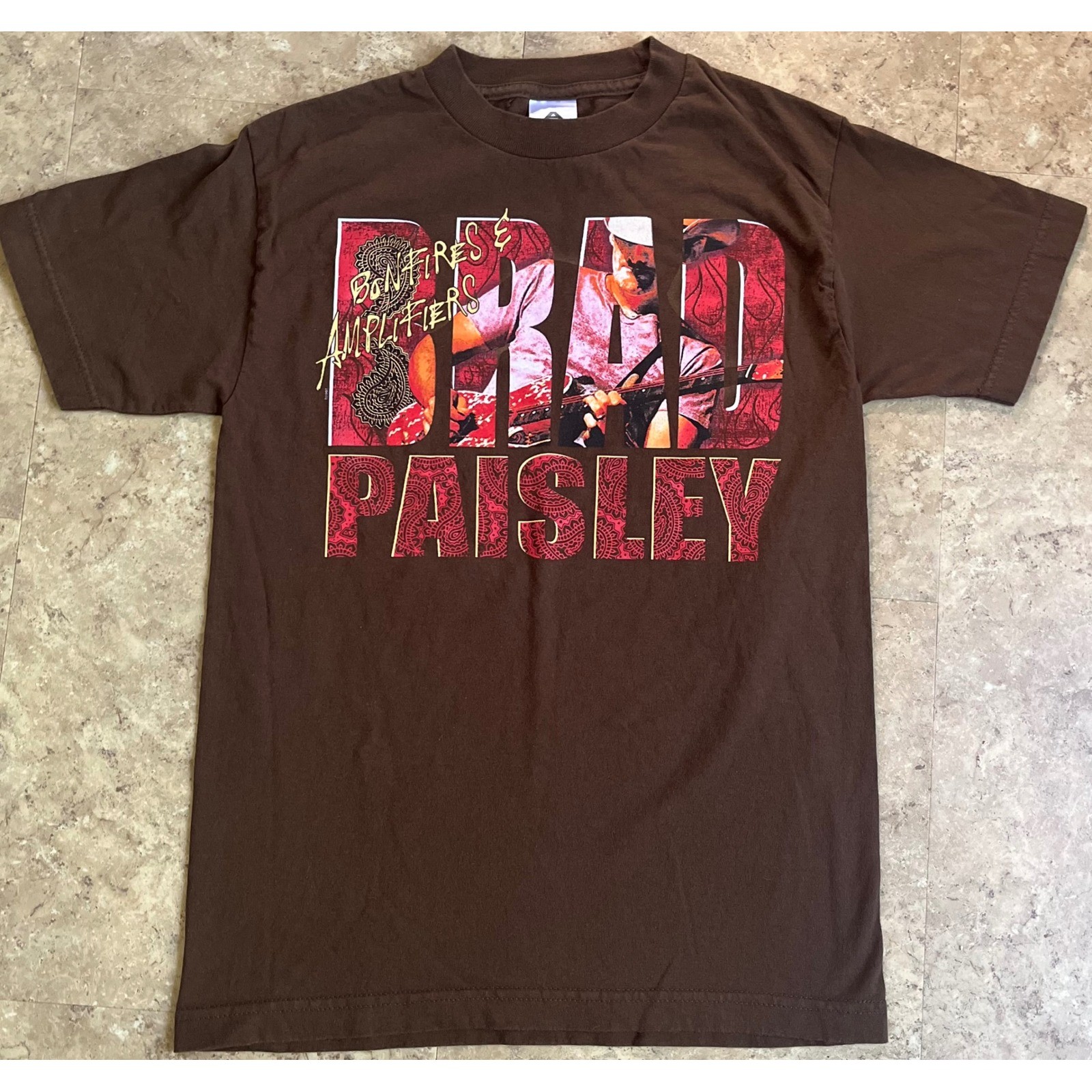 Vtg Brad Paisley Bonfires & Amplifiers 2007 Tour Shirt Mens Small Brown Concert