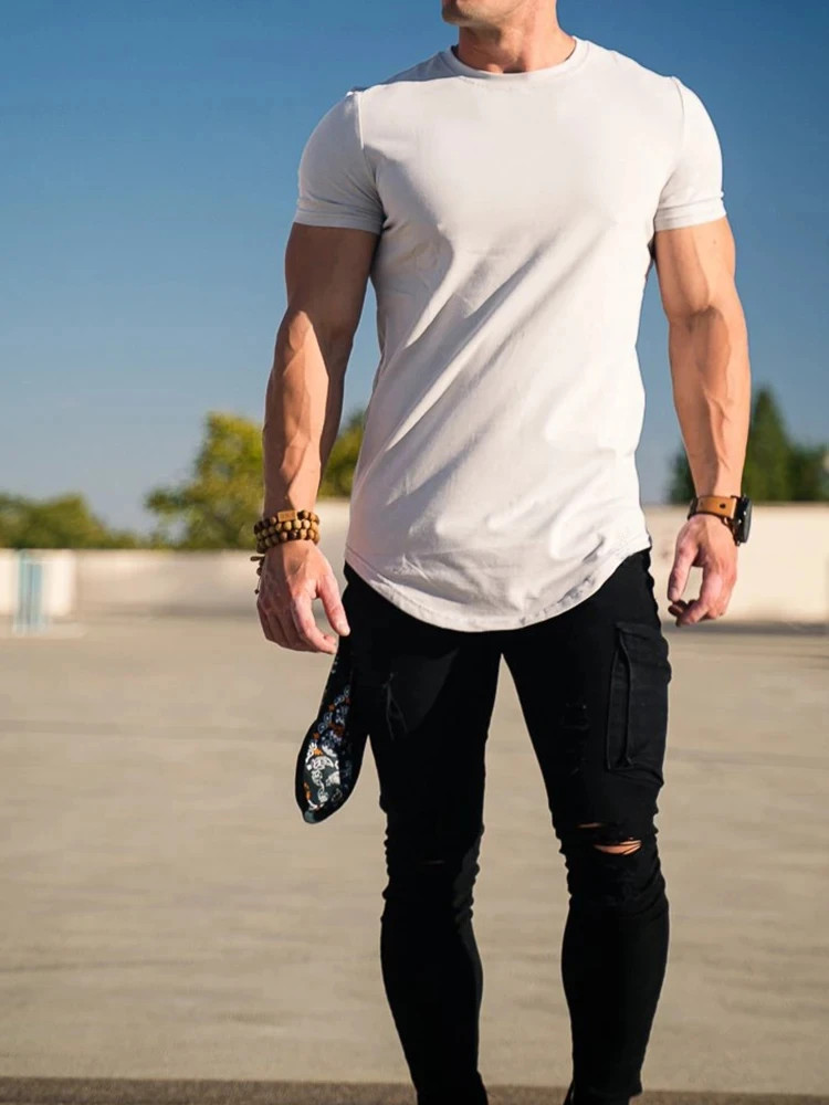 Men Muscle Fitness Workout Shirt Summer Cotton Gym Sport Tee Tshirt Top Fun Gift