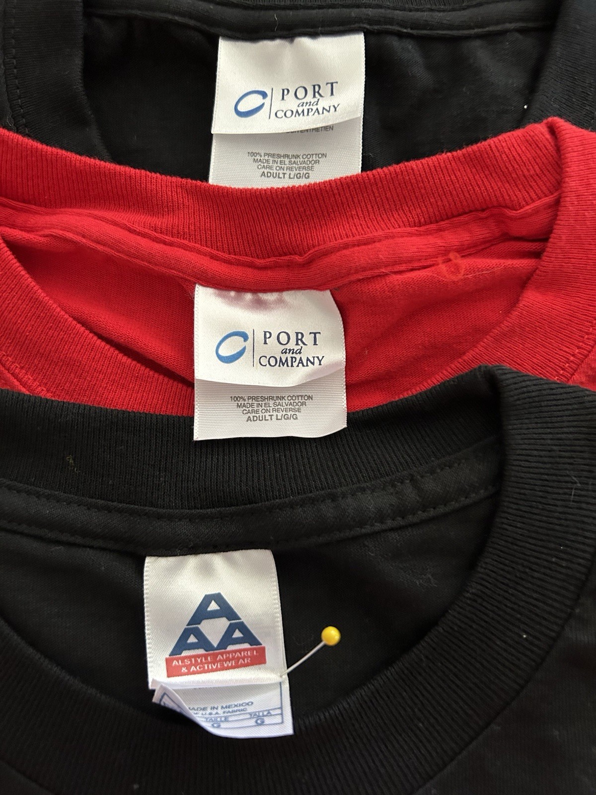 NEW Men’s Colored T-Shirts, 100% Cotton, Mixed Brands, Large, Lot Of 3