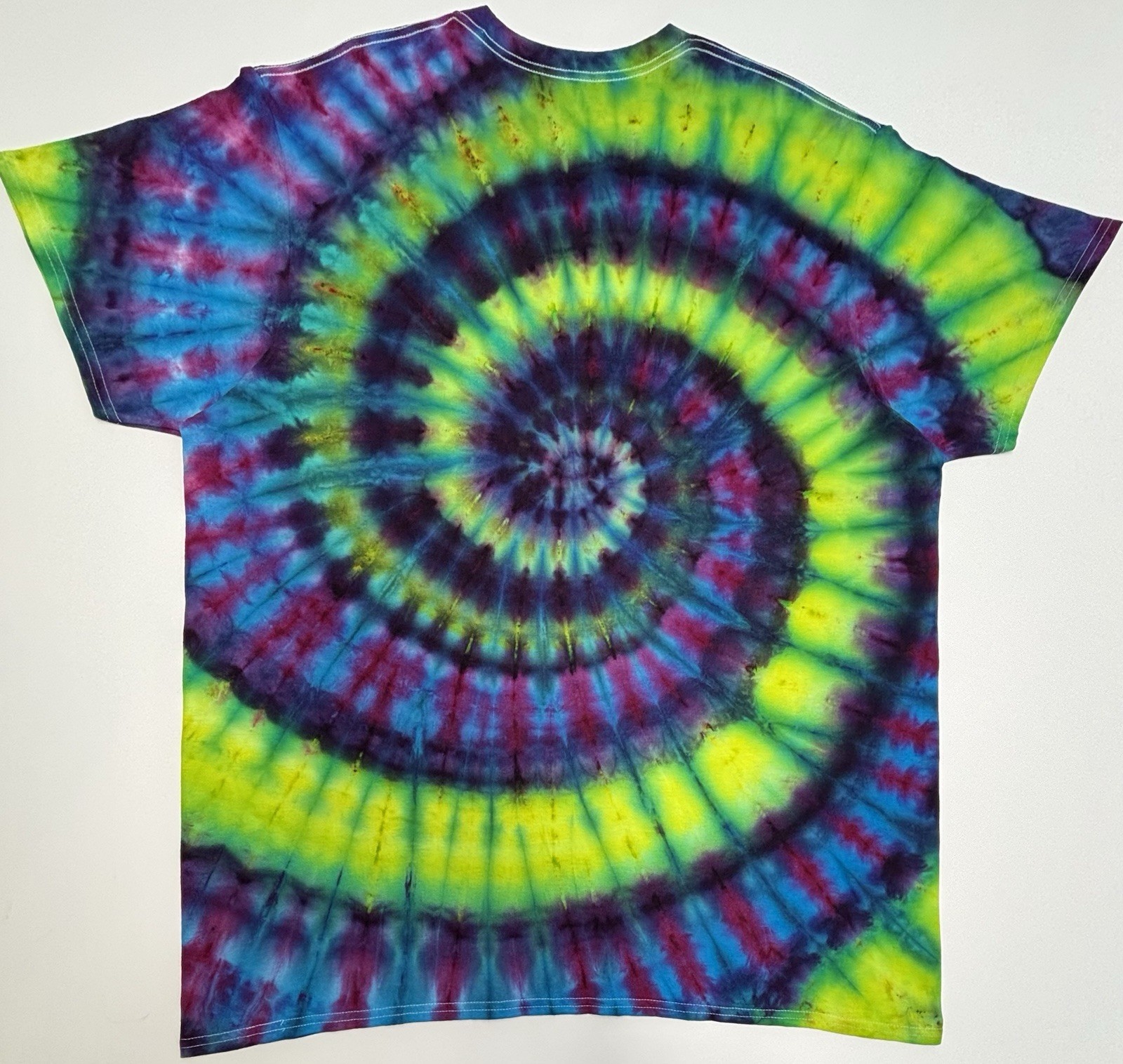 Handmade Tie Dye Adult T-Shirt XXL Multicolor Spiral Long Length George Tee NEW