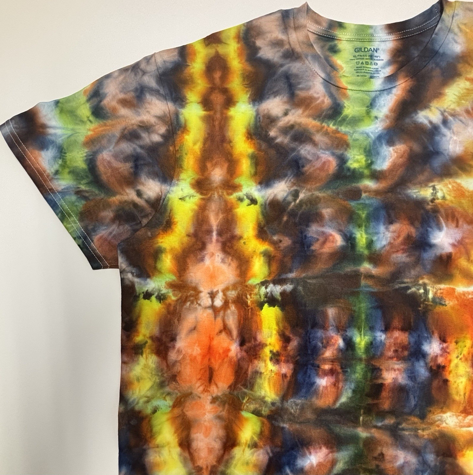 Handmade Ice Tie Dye Adult T-Shirt Unisex Size XL Multicolored Gildan Tee NEW