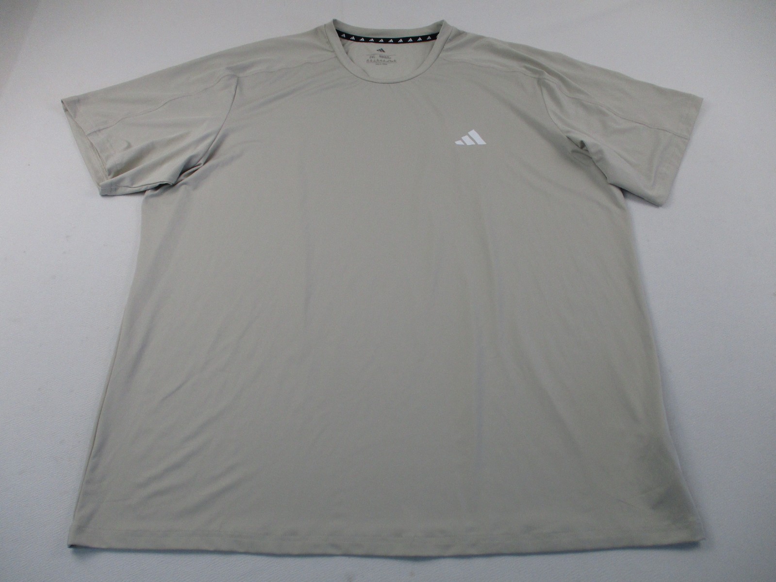 Adidas Shirt Mens 2XL Beige Climalite Regular Fit Short Sleeve Stretch