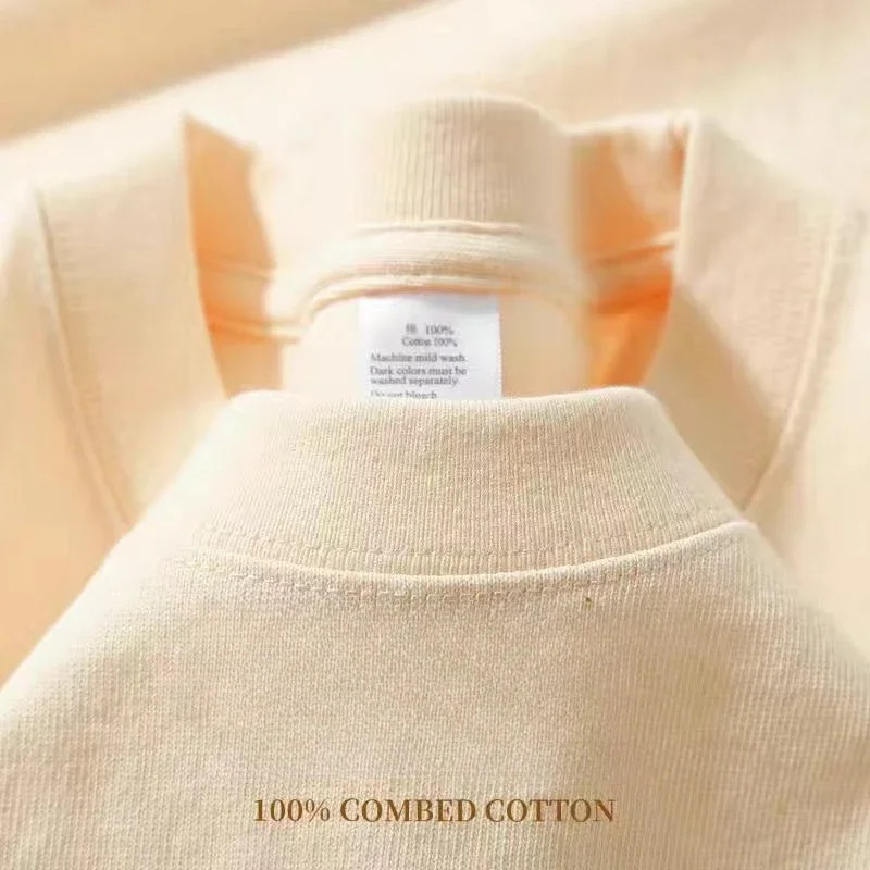 425g Heavy Cotton T-Shirt Men’s Short Sleeve Round Neck Basic Casual Solid Top