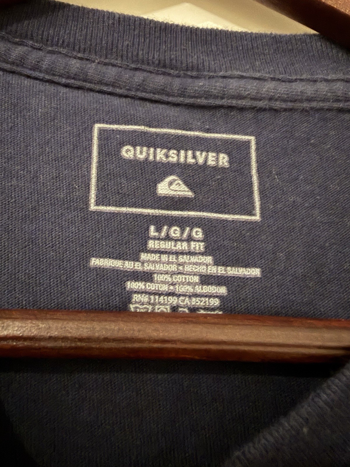 Quiksilver Size L Crew Neck Short Sleeve Graphic Logo T-Shirt