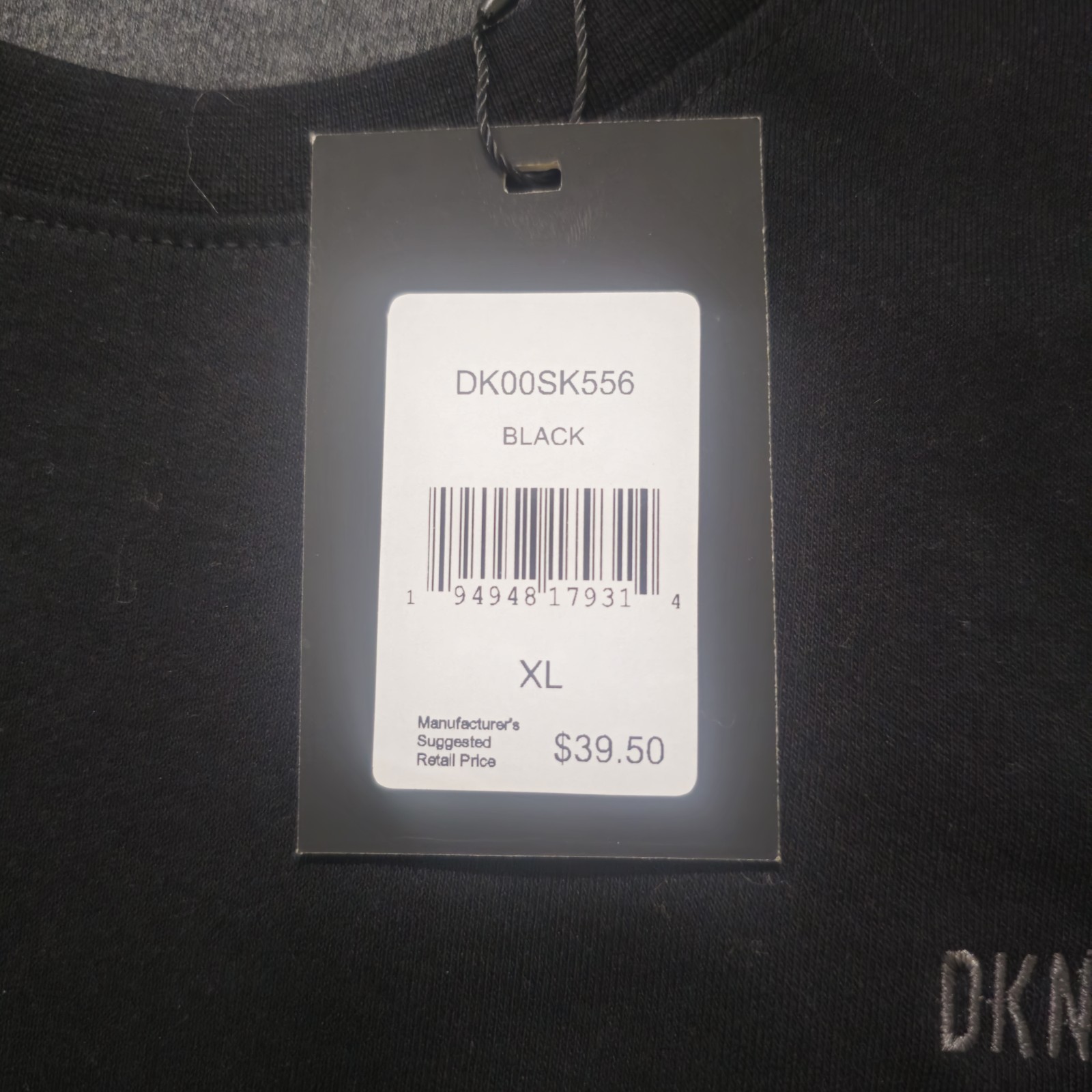NWT DKNY Mens XL Black Solid Crew Neck Short Sleeve Logo Jersey Tee DK00SK556