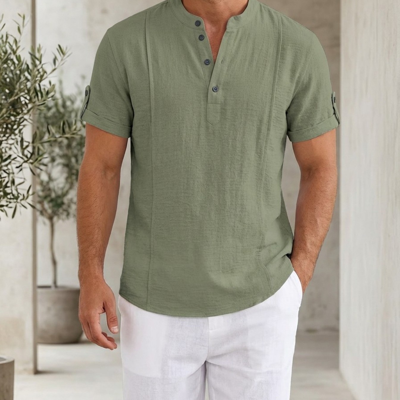 Comfortable And Casual Pleated Short-sleeve Polo Shirt