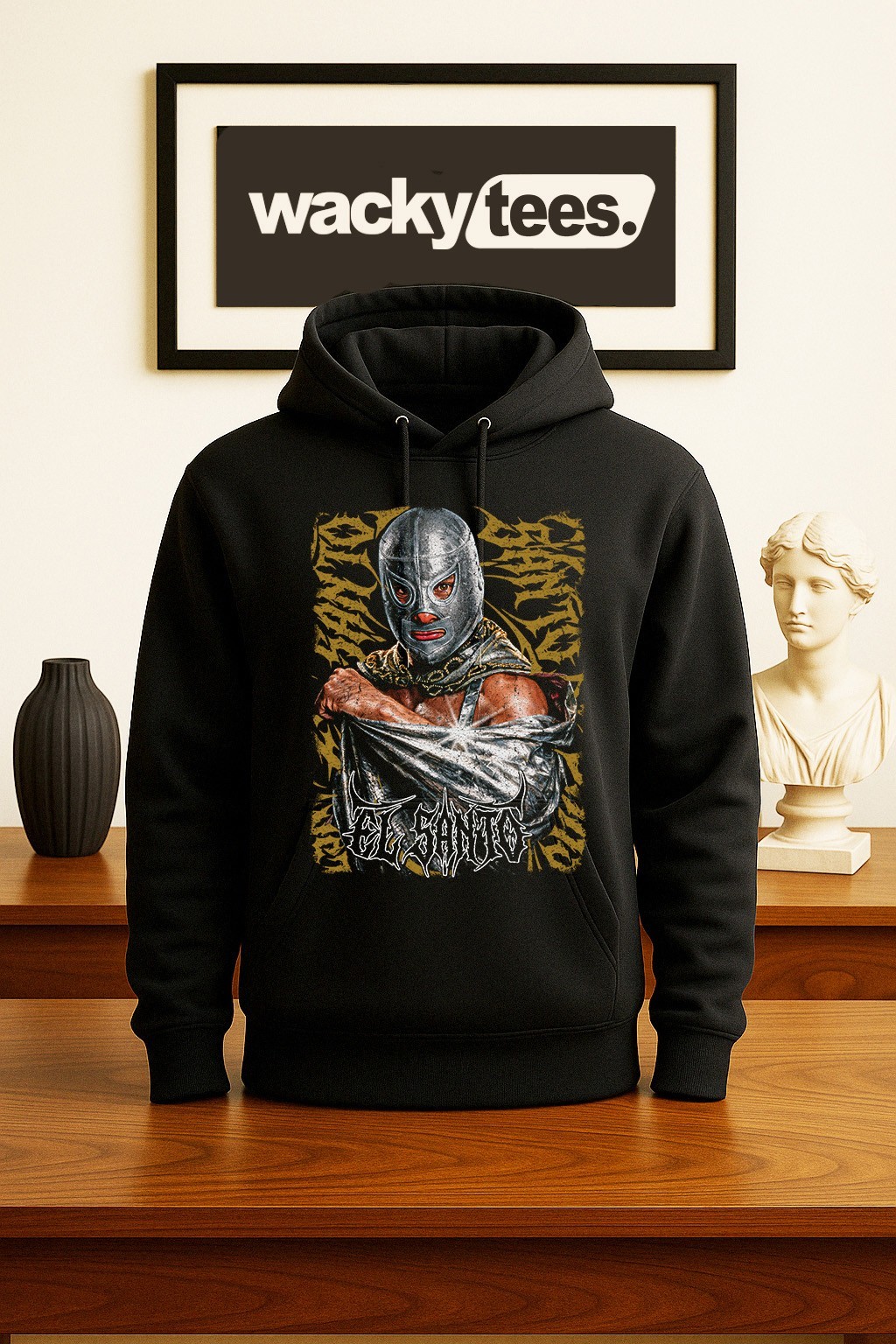 Lucha Libre El Santo Luchador Wrestling Oro Retro Style Graphic Tee Shirt
