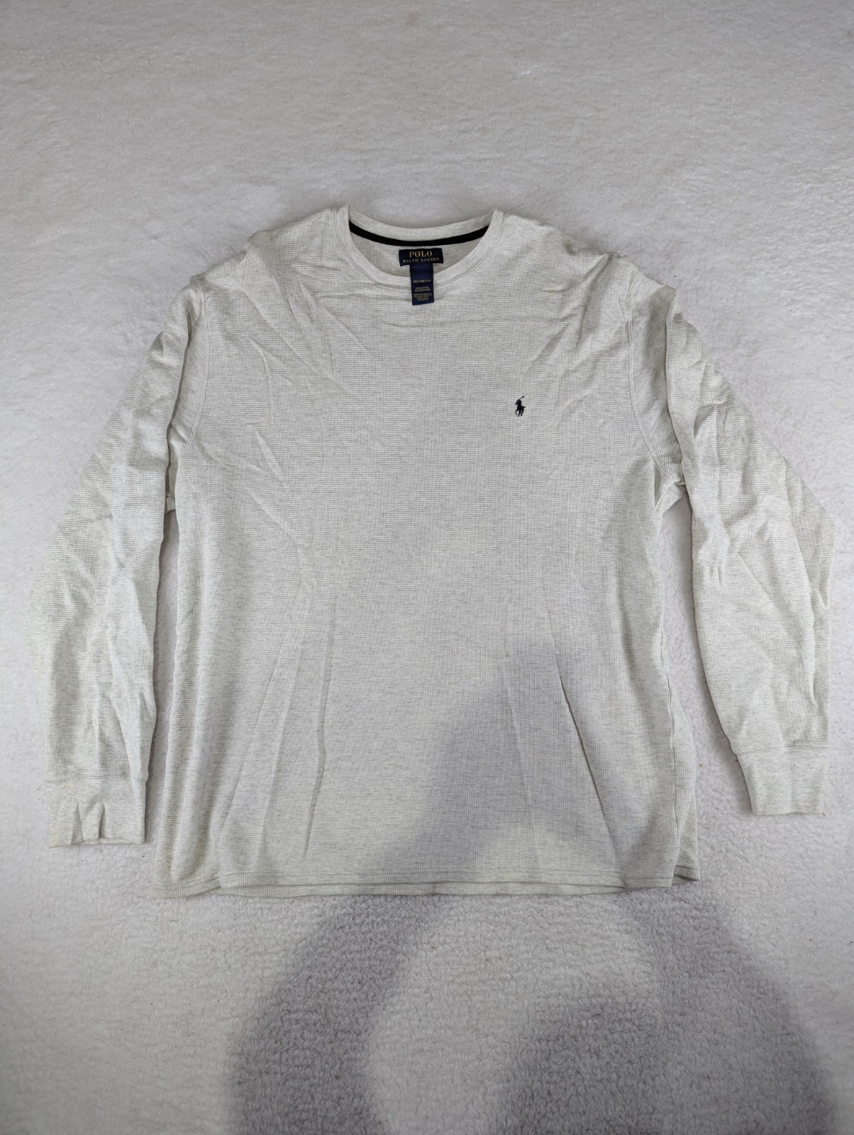 POLO RALPH LAUREN Waffle Knit Crewneck Pull-On Thermal White Shirt Men’s 2XL