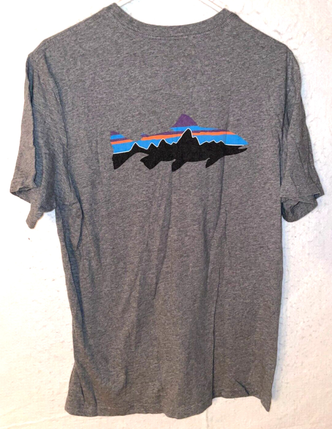 Patagonia Fish Short Sleeve T-Shirt Mens M 100% Organic Cotton Logo Outdoors