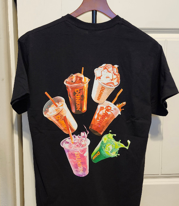 BRAND NEW DUNKIN’ DONUTS UNIFORM DRINKS SHIRT W/NAME TAG – SIZE SMALL