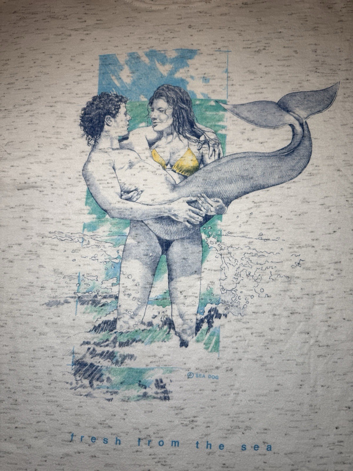 Vtg 80s 90s Sea Dog Sportswear Beach Male Mermaid Funny Ironic T Shirt Medium
